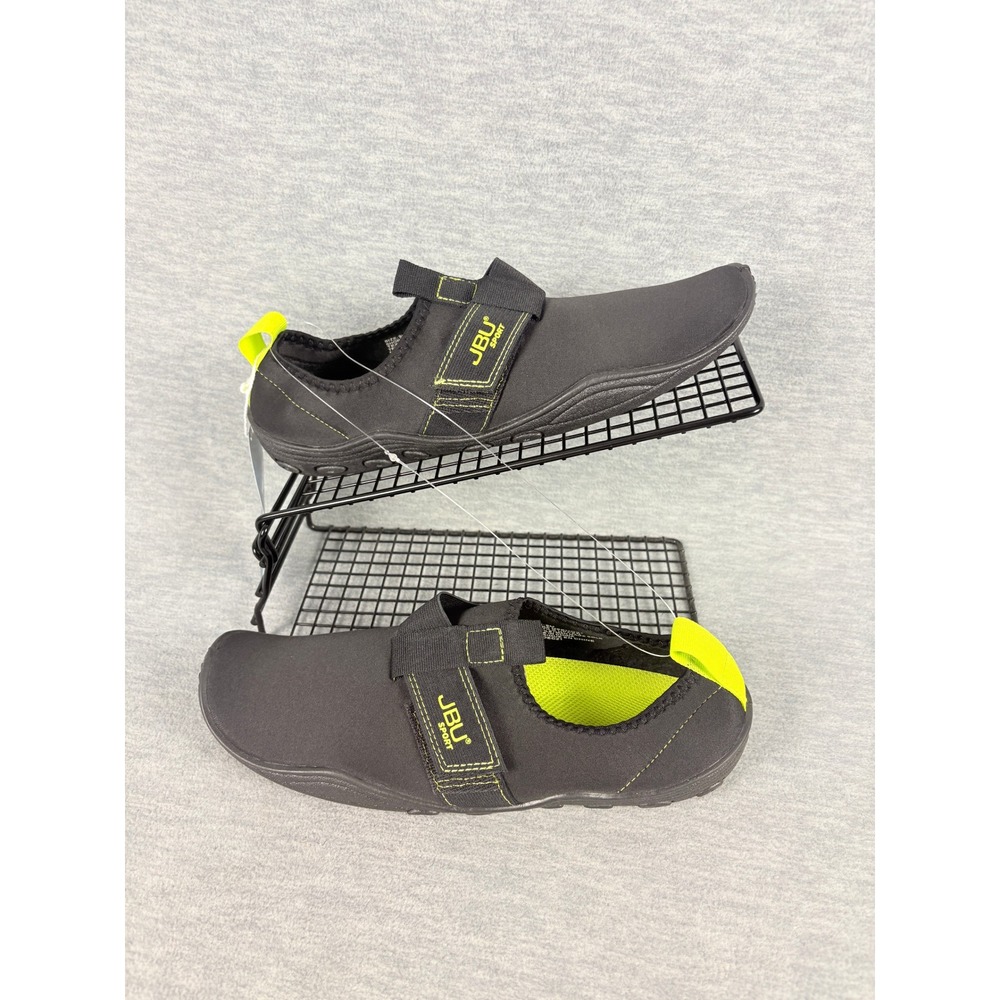 JBU Sport Water Ready Shoes Mens 9 M Black Lime Green Slip On Sneakers